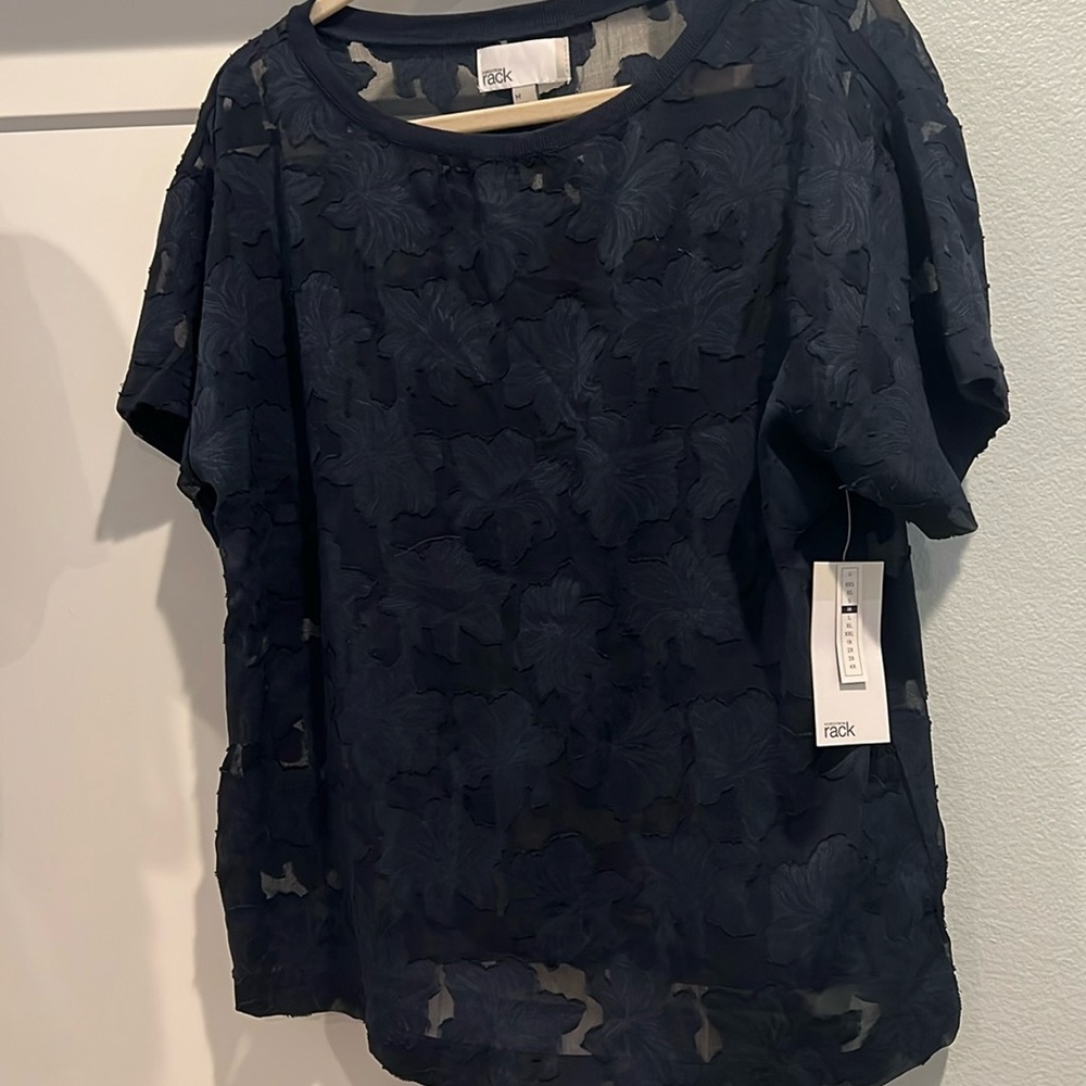 Nordstrom rack navy blue pretty and sheer women’s blouse size medium